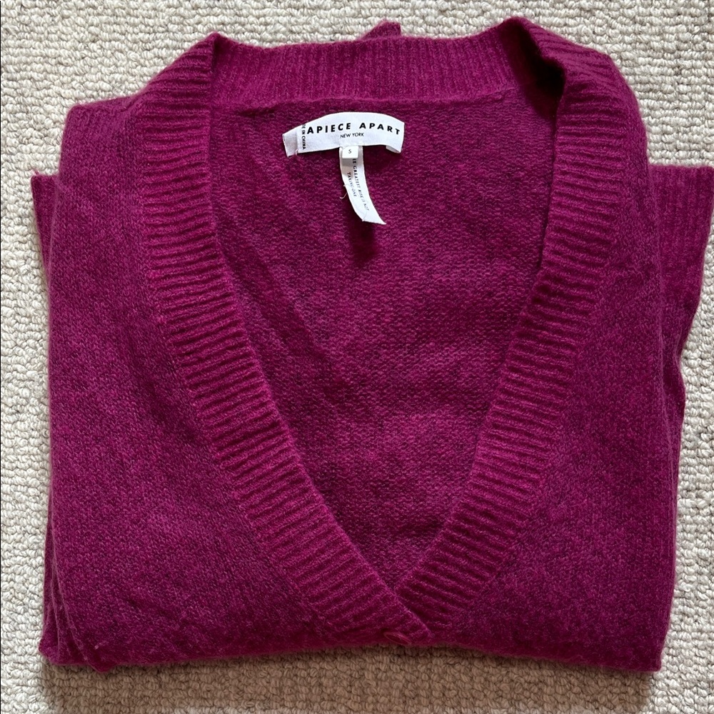 Apiece Apart Tissue Magenta V-Neck Cardigan